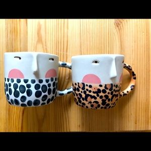 Pair of Fotini Tikkou Anthropologie Visage Mugs
